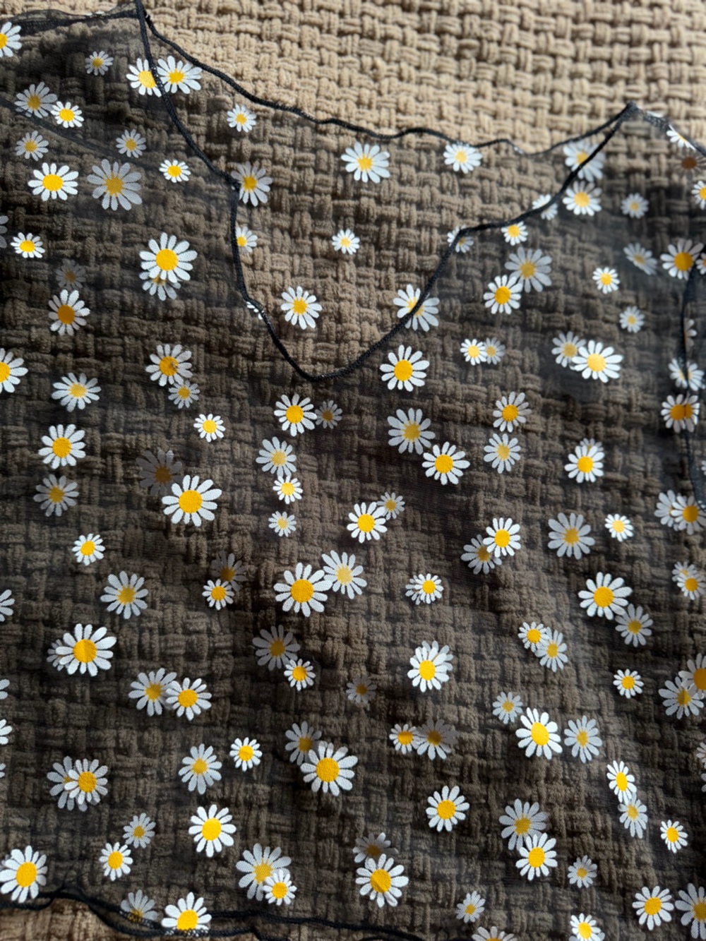 Women’s Black and Sunflower Crop Top